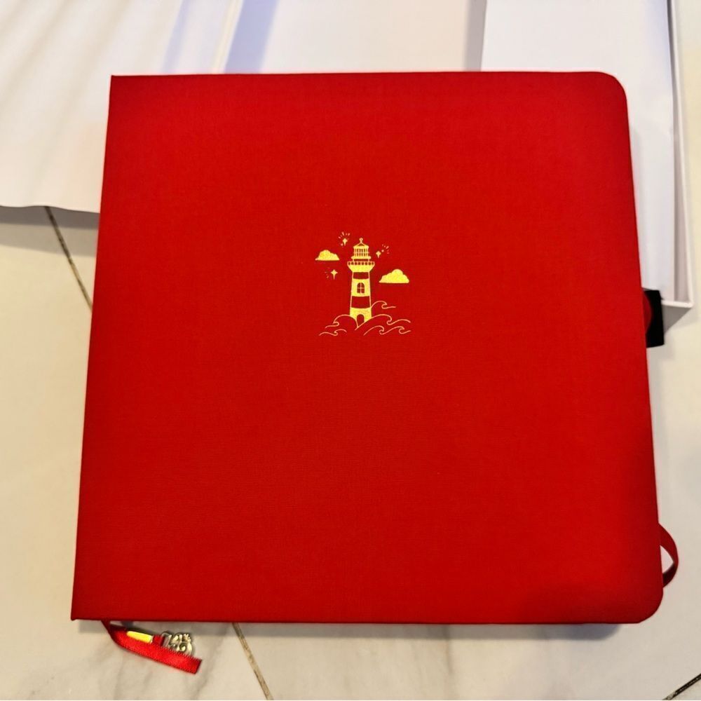 Archer and olive red notebook with Gold Lighthouse Design #21